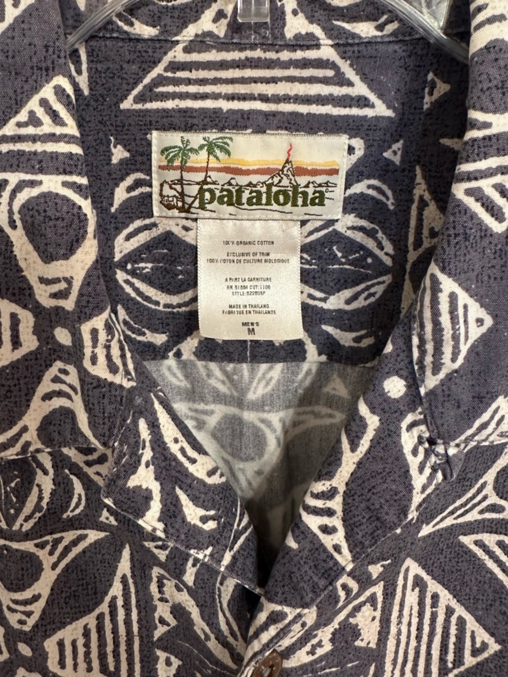 Vtg Patagonia Pataloha Blue Grey Cream Hawaiian Camp Shirt Organic Cotton Luau - Picture 4 of 13